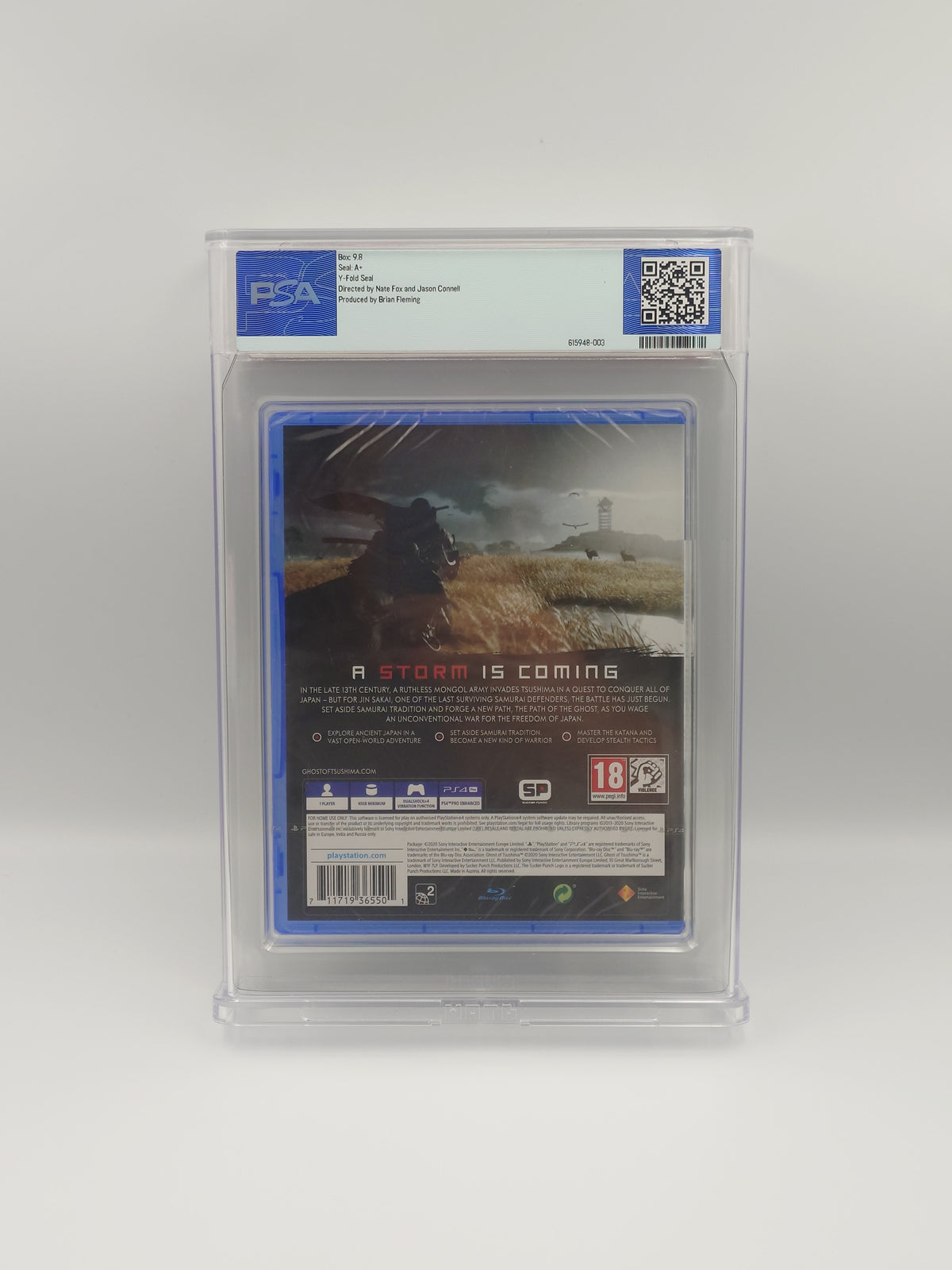 Ghost of Tsushima 'First Print Reversible Cover' (PS4, UK PAL, Factory Sealed) - PSA Graded 9.8 A+