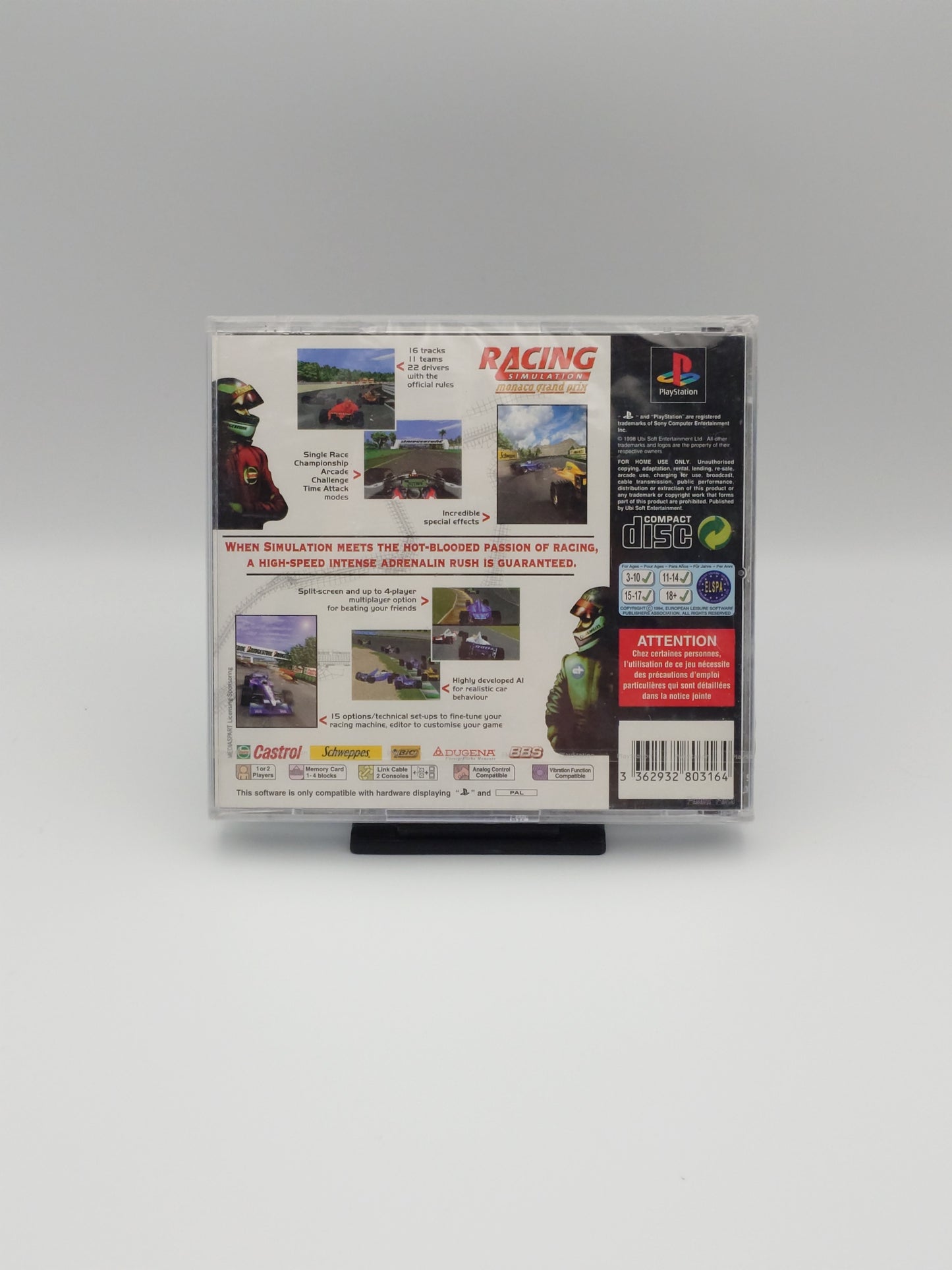 Racing Simulator: Monaco Grand Prix (PS1, UK PAL) – Factory Sealed